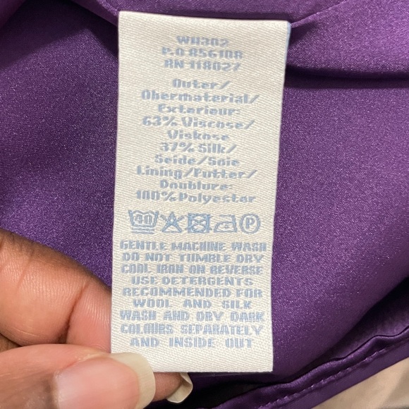 Boden Womens Dress Size 8R Purple and Green Abstract Silk Blend Knee Length - Picture 10 of 14